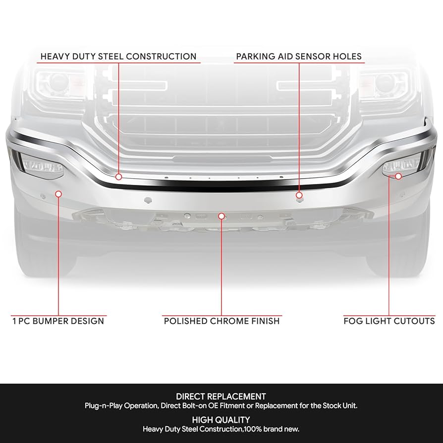 Amazon.com: DNA MOTORING Front Bumper Compatible with 16-18